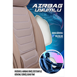 Citroen C5 Lüx Deri Oto Koltuk Kılıfı Ön Arka Takım Set Eagle Bej