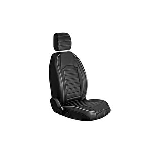 Ki̇a Picanto Lüx Deri Oto Koltuk Kılıfı Ön Arka Takım Set Çizgili Desen Si̇yah Beyaz
