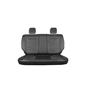 Chevrolet Lacetti Lüx Deri Oto Koltuk Kılıfı Ön Arka Takım Set Çizgili Desen Si̇yah Beyaz Siyah - Beyaz