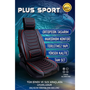 Peugeot 107 Lüx Deri Oto Koltuk Kılıfı Ön Arka Takım Set Eagle Si̇yah Kirmizi