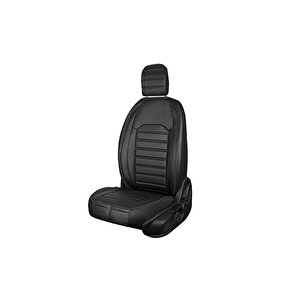 Opel Tigra Lüx Deri Oto Koltuk Kılıfı Ön Arka Takım Set Çizgili Desen Tam Si̇yah