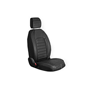 Volkswagen Golf 5 Lüx Deri Oto Koltuk Kılıfı Ön Arka Takım Set Çizgili Desen Tam Si̇yah