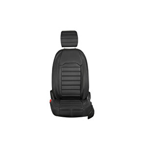 Volkswagen Golf 5 Lüx Deri Oto Koltuk Kılıfı Ön Arka Takım Set Çizgili Desen Tam Si̇yah
