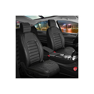 Bmw 3 Seri̇si̇ 330 Lüx Deri Oto Koltuk Kılıfı Ön Arka Takım Set Çizgili Desen Tam Si̇yah Siyah