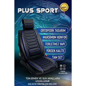 Fiat Tempra Lüx Deri Oto Koltuk Kılıfı Ön Arka Takım Set Eagle Si̇yah Mavi̇