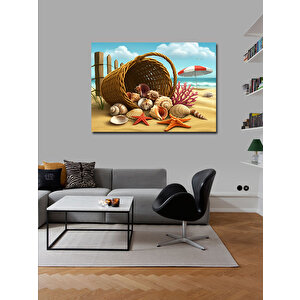 Kanvas Tablo Plaj Ve Deniz Kabukları 100x140 cm