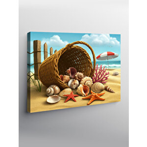 Kanvas Tablo Plaj Ve Deniz Kabukları 50x70 cm