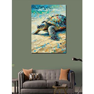 Kanvas Tablo Plajdaki Kaplumbağa 70x100 cm