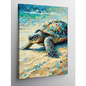 Kanvas Tablo Plajdaki Kaplumbağa 50x70 cm