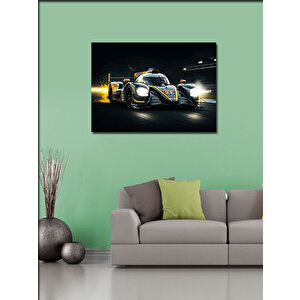 Kanvas Tablo Gece Yarış Arabası Aksiyonu 70x100 cm