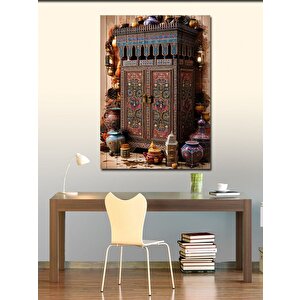 Kanvas Tablo Çini Desenli Dolap Ve Vazo 70x100 cm