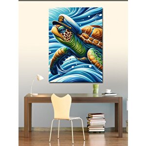 Kanvas Tablo Suda Kaplumbağa 100x140 cm