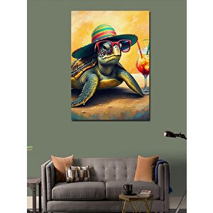 Kanvas Tablo Tatilci Kaplumbağa 100x140 cm