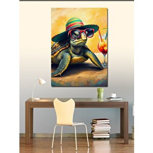 Kanvas Tablo Tatilci Kaplumbağa 50x70 cm
