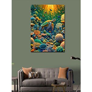 Kanvas Tablo Mercanlar Arasında Kaplumbağa 100x140 cm