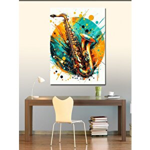 Kanvas Tablo Renkli Saksafon Sanatı 50x70 cm