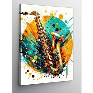 Kanvas Tablo Renkli Saksafon Sanatı 70x100 cm
