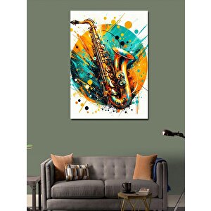 Kanvas Tablo Renkli Saksafon Sanatı 70x100 cm