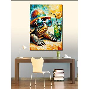 Kanvas Tablo Gözlüklü Kaplumbağa 100x140 cm