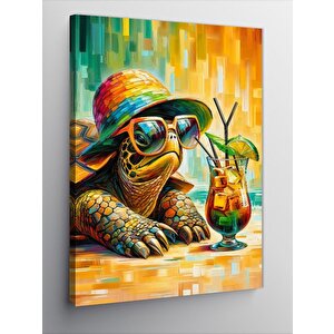 Kanvas Tablo Kokteyl İçen Kaplumbağa 50x70 cm