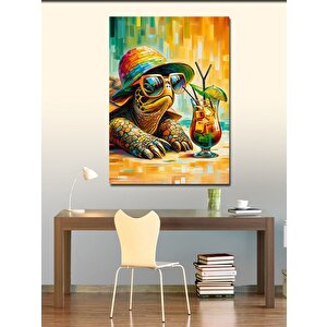 Kanvas Tablo Kokteyl İçen Kaplumbağa 50x70 cm