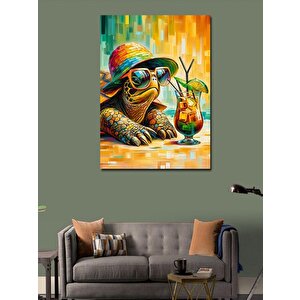 Kanvas Tablo Kokteyl İçen Kaplumbağa 50x70 cm