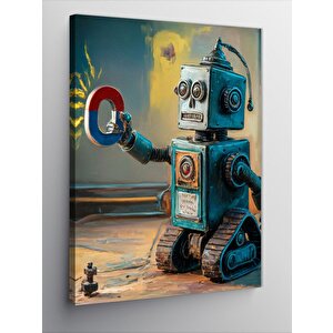 Kanvas Tablo Mıknatıslı Robot 70x100 cm