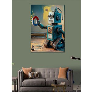 Kanvas Tablo Mıknatıslı Robot 100x140 cm