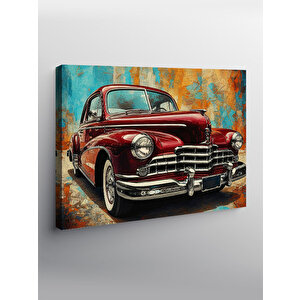 Kanvas Tablo Bordo Klasik Araba Çizimi 70x100 cm