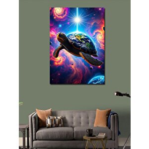 Kanvas Tablo Uzayda Kaplumbağa 70x100 cm