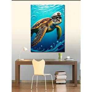 Kanvas Tablo Yüzen Deniz Kaplumbağası 100x140 cm