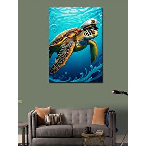 Kanvas Tablo Yüzen Deniz Kaplumbağası 100x140 cm