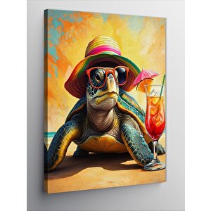 Kanvas Tablo Şapkalı Kaplumbağa 50x70 cm