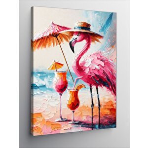 Kanvas Tablo Plajda Flamingo 100x140 cm