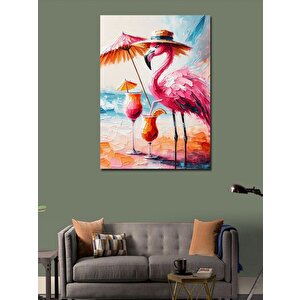 Kanvas Tablo Plajda Flamingo 100x140 cm