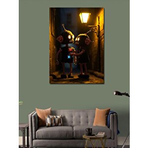 Kanvas Tablo Robotların Arkadaşlıkları