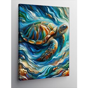 Kanvas Tablo Dalgalarla Kaplı Deniz Kaplumbağası 70x100 cm