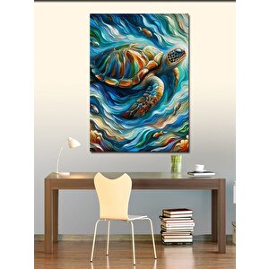 Kanvas Tablo Dalgalarla Kaplı Deniz Kaplumbağası 70x100 cm