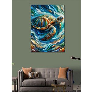 Kanvas Tablo Dalgalarla Kaplı Deniz Kaplumbağası 70x100 cm