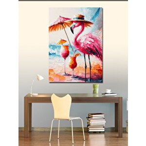 Kanvas Tablo Plajda Flamingo 50x70 cm