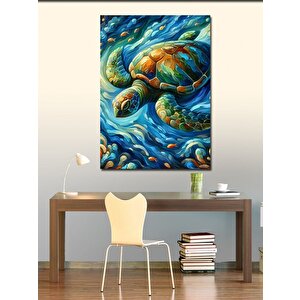 Kanvas Tablo Dalgalarla Kaplumbağa 100x140 cm