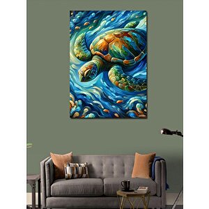 Kanvas Tablo Dalgalarla Kaplumbağa 100x140 cm