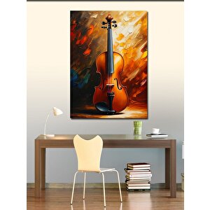 Kanvas Tablo Portakal Renkli Keman 70x100 cm