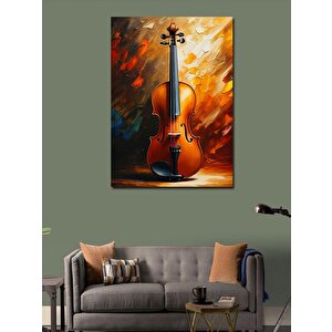 Kanvas Tablo Portakal Renkli Keman 70x100 cm