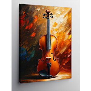 Kanvas Tablo Portakal Renkli Keman 100x140 cm