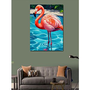 Kanvas Tablo Mavi Su Üzerinde Flamingo 100x140 cm