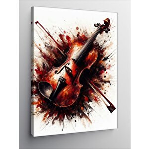 Kanvas Tablo Boyalı Keman 70x100 cm