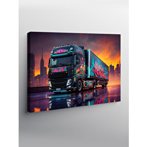 Kanvas Tablo Renkli Grafitili Tır 70x100 cm