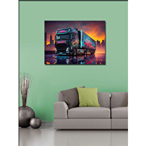 Kanvas Tablo Renkli Grafitili Tır 70x100 cm