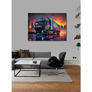Kanvas Tablo Renkli Grafitili Tır 100x140 cm